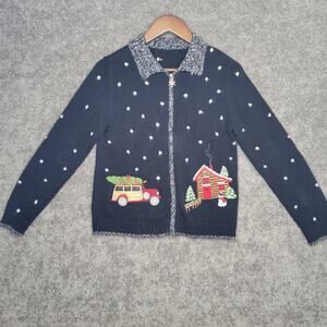 Black Christmas Cottagecore Country Cabin knitted Snowflake Holiday Sweater